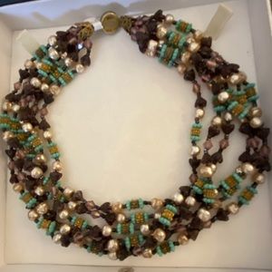 Turquoise, Pearl, and Amethyst Necklace